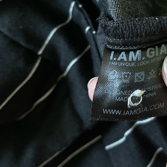 I.AM.GIA. | Black Pinstripe High Waist, Wide Leg Cropped Trouser Pants••Academia - Picture 12 of 16